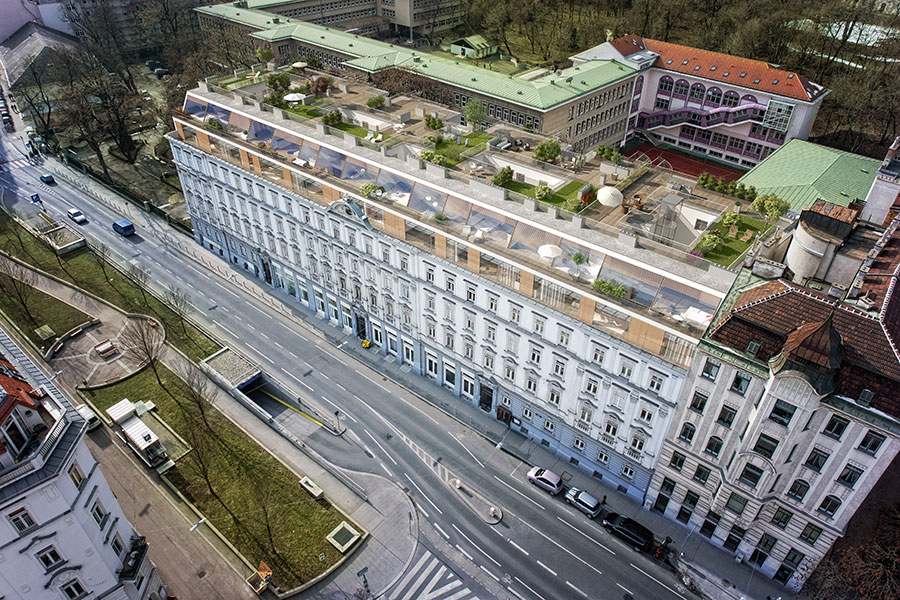 Dachaufbau Wien Rendering Übersicht