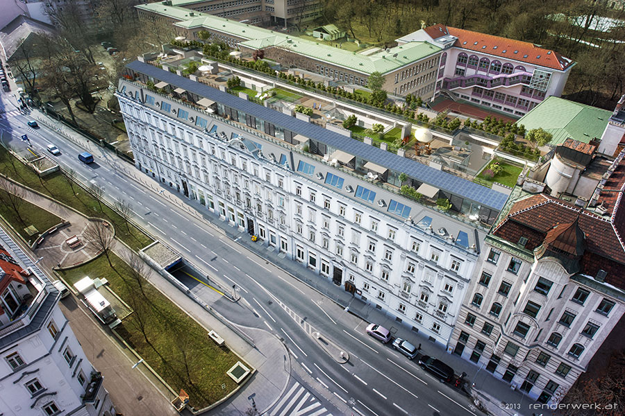 Dachaufbau Wien Rendering Übersicht