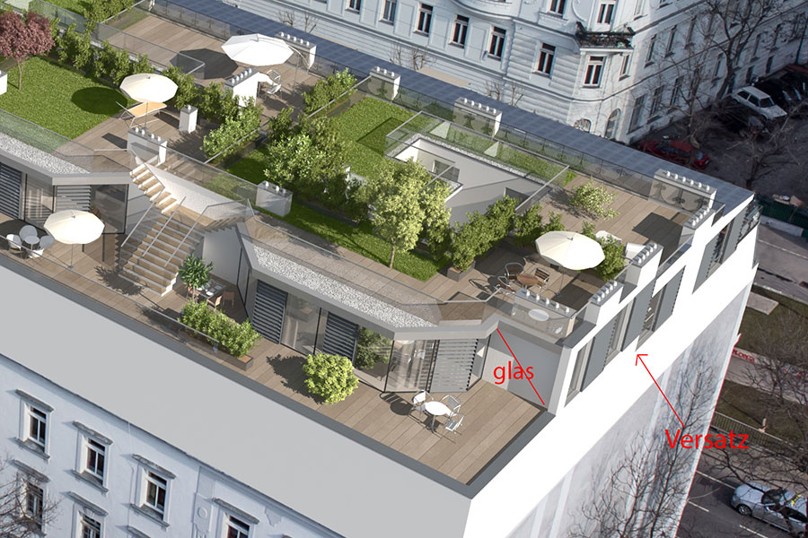 Dachaufbau Wien Rendering Detail