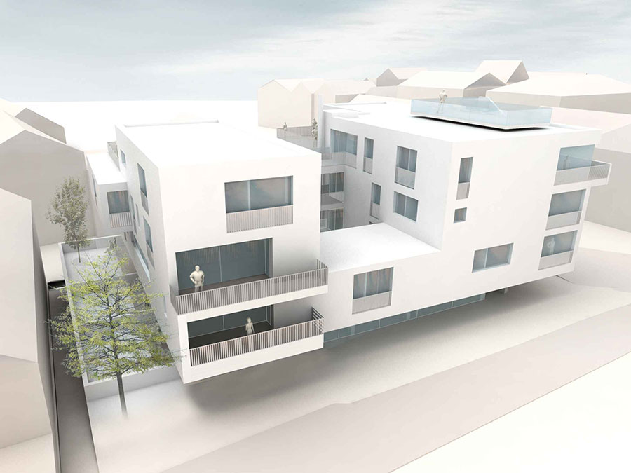 Rendering Wohn- und Geschäftshaus Meilstsrasse Zirl, Entwurf: Riccione Architekten